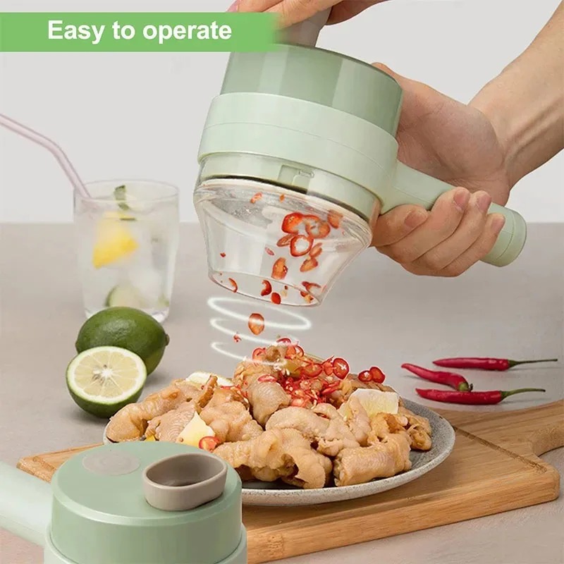 Commercial Kitchen Grinder - Handheld 4-in-1 Wireless Electric Vegetable Cutter
