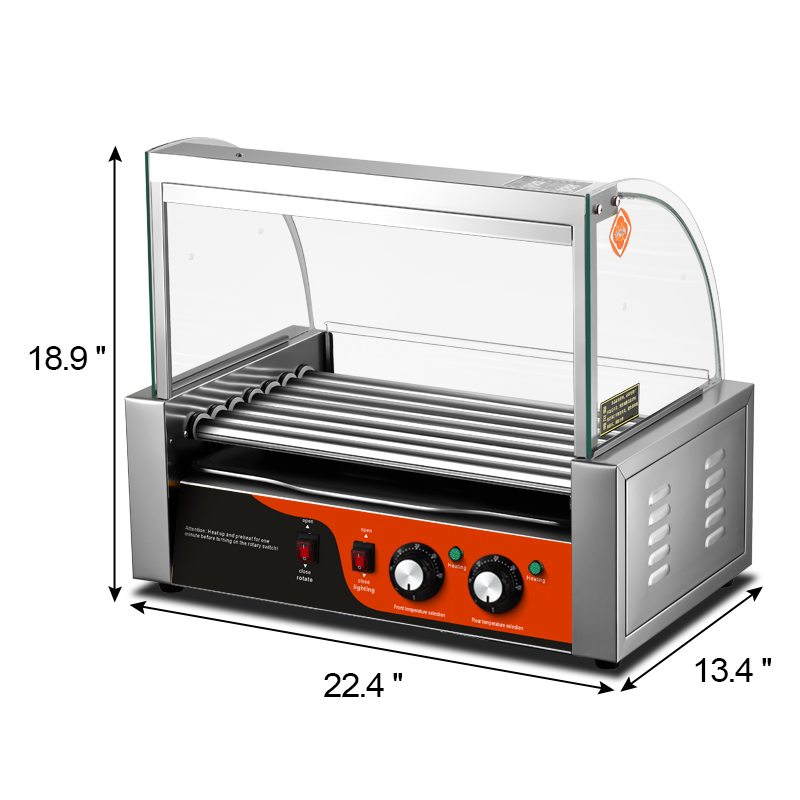 Hot Dog Roller Grill - Commercial Electric Stainless Steel Hot Dog