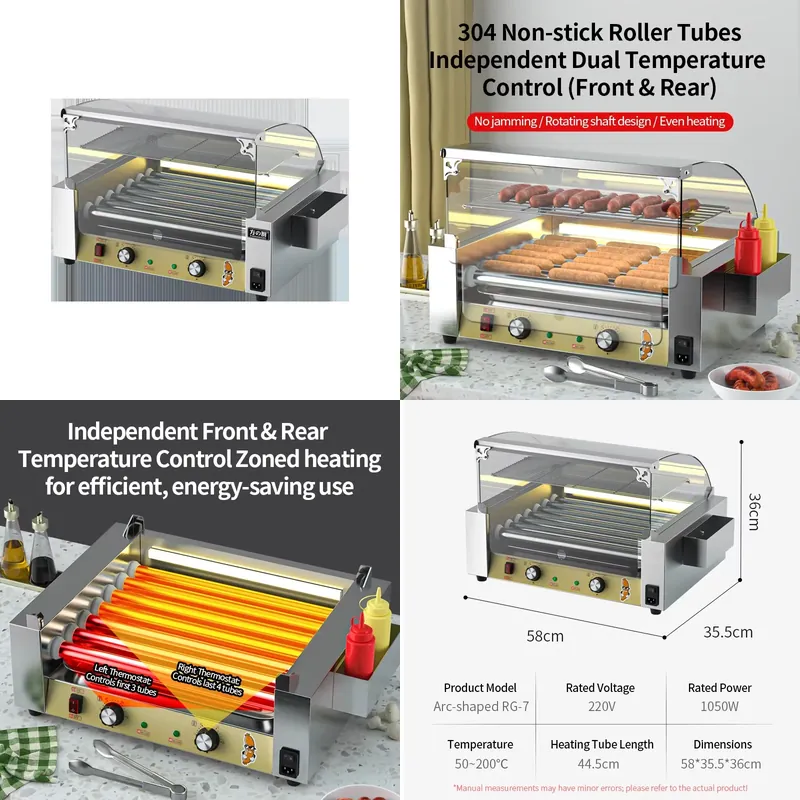 Hot Dog Roller Grill - 2026 Temp Control BBQ Machine Model