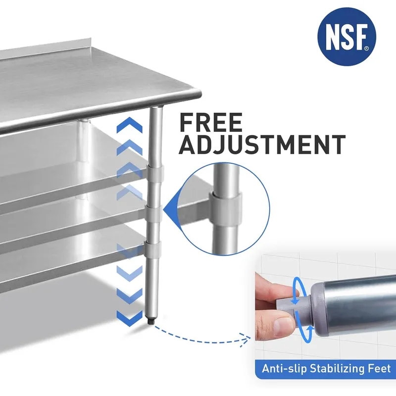 Stainless Steel Table for Prep - Commercial Kitchen Backsplash recension och pris