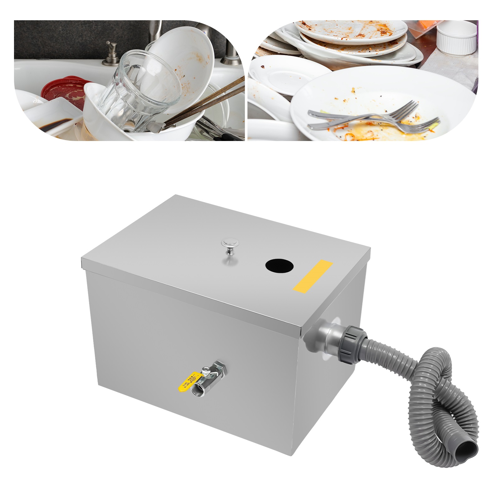 w/Drainage Pipe+Lid for Kitche - Commercial Kitchen Grease Interceptor recension och pris