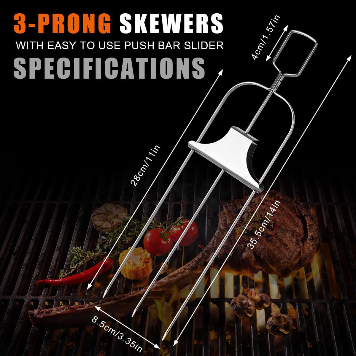 3Pcs Skewer Sticks Kabob Stick - Hot Dog Roller Grill recension och pris