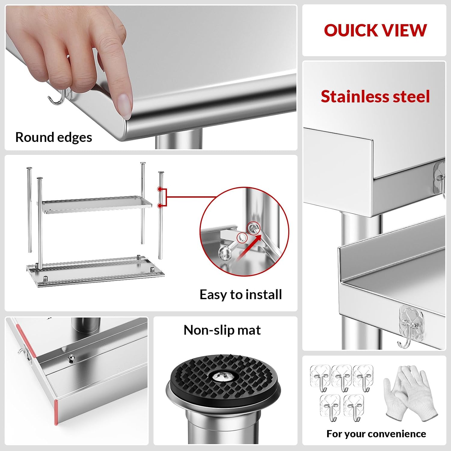 Stainless Steel Food Prep Tabl - Commercial Kitchen Backsplash recension och pris
