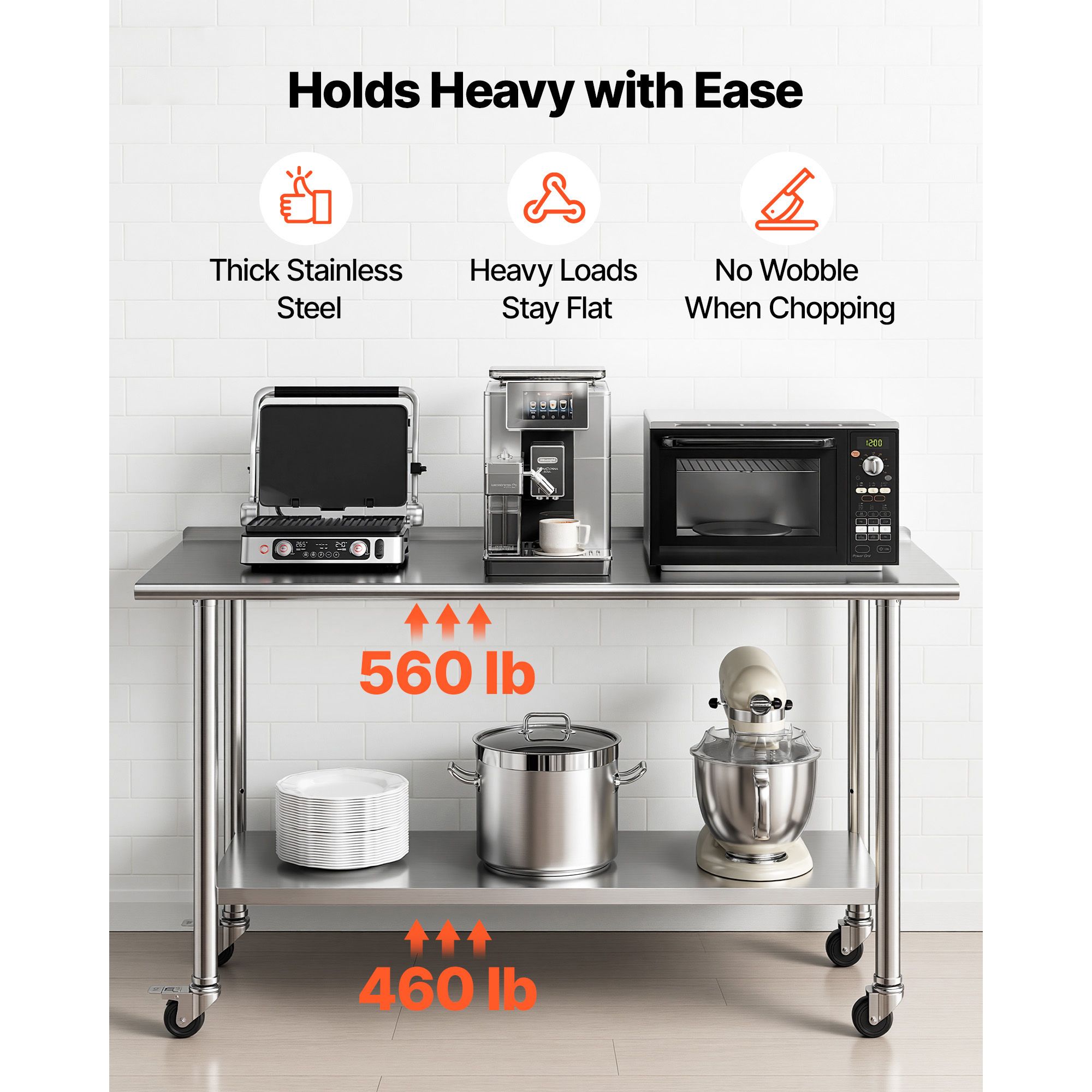 Stainless Steel Work Table, 24 - Commercial Kitchen Backsplash recension och pris